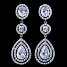 Earrings Cz Trendy 2021 Wedding Jewelry Luxury Earrings Women Zirconia Teardrop Bridal Cz Stud Earrings