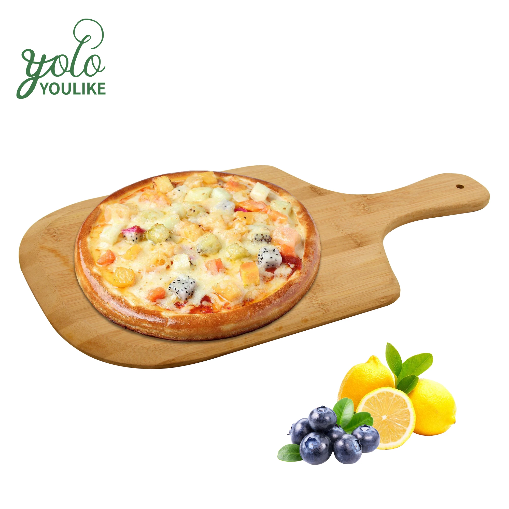 kitchen Custom Paddle pizza tray baboo pizza stand peel With Handle