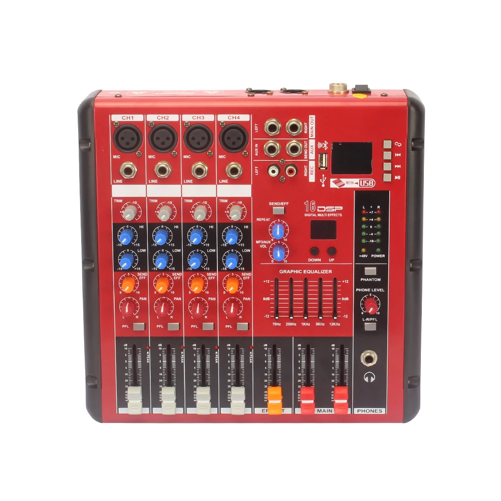 Ktoyols 4-Channel Portable USB Mixing Console Digital Audio Mixer Supports BT Connection for Studio Recording Network Live Broadcast DJ Karaoke 