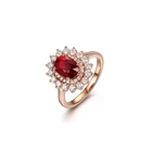 Set Factory Price Women Gold Plated Designer Style Synthetic Ruby Diana Set 925 Sterling Silver Jewelry Ring
