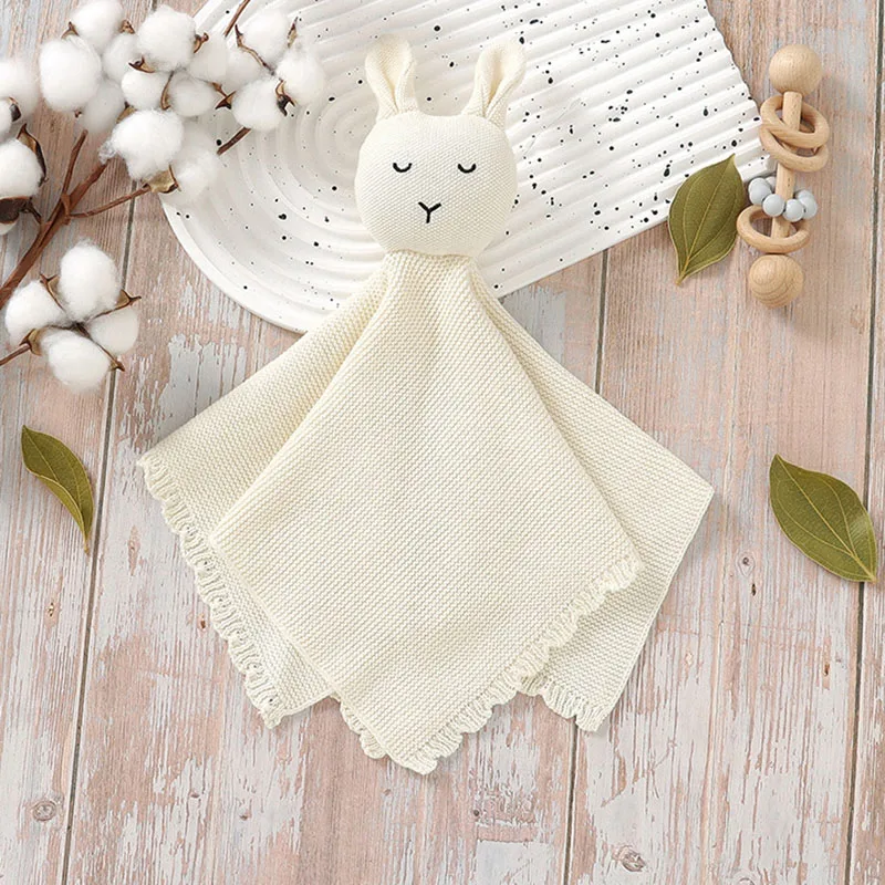 Hot Sale Newborn Muslin Cotton Baby Lovey Knit Security Blanket Comforter Toy Baby Sleeping Soft Bunny Baby Comforter Toy
