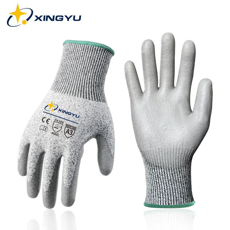 Xingyu Cheap Hppe Level Pu Gloves Cut Resistant Work Gloves