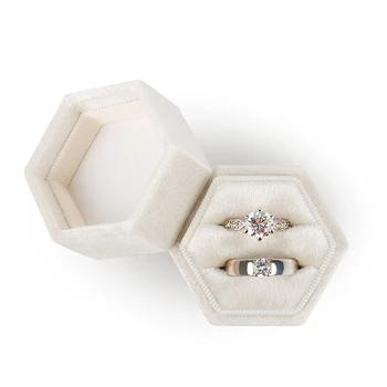 Wholesale Logo Luxury Engagement Ring Storage Box Gift Jewelry Display Velvet Ring Box