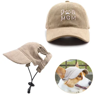 Outdoor Baseball Sunhat Summer Cute Dog Visor Sun Protection Bucket Cap Puppy Corduroy dog Travel hat with Ear Hole for Dog Cat