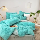 Blue Bedding Set Duvet Sets Super Soft Sky Blue Shaggy Plush Fluffy Duvet Cover Bedding Set