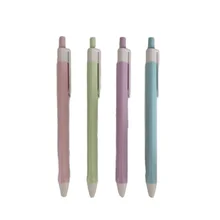 Wholesale Four-Color Macaron Press Ball Pen Set 12pcs Multicolor 0.5mm Plastic Ballpoint Pencil