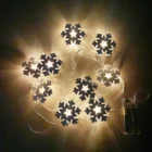 Newish Painting Snowflake Lighthcain Warm LED Vintage Christmas Decoration Supplies Outdoor Figure Wooden