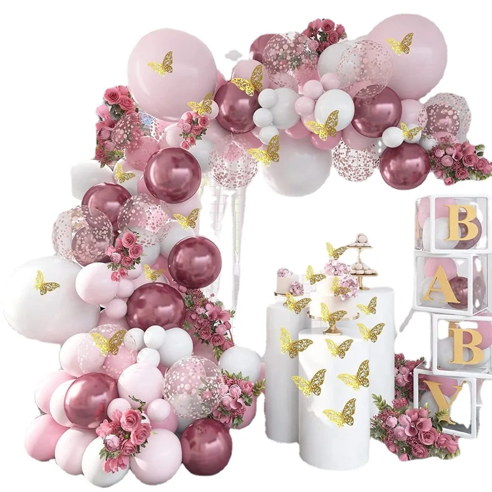 Wholesale Custom Happy Birthday Inflatable Helium Decorations Matte Latex Butterfly Balloons Arch Sets for Parties