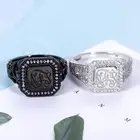 Men Rings Personalized Monogram Women Men Rings Custom Black 925 Silver Cubic Zirconia Couple Engagement Rings