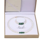 Pearl Women's Jewelry Necklace Bracelet Earring Set Agate Flower Piece Pearl Jewelry