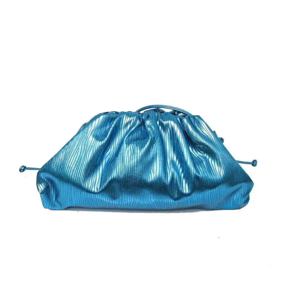 Wholesale Fashion Luxury Leather Fancy Pleated Cloud Bag Women'S Gold Evening Clutches Bags