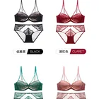 Sexy Bra 2021 New Ultra Thin Sexy Underwear Women's Thin Large Chest Show Small Summer New Lace Bra Set