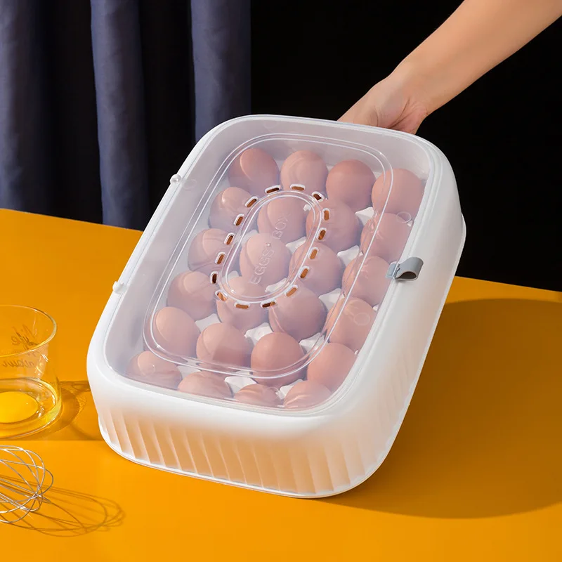 24 Grids Egg Storage Box Plastic Refrigerator Egg Box Anti-collision Transparent Egg Container Kitchen Tools