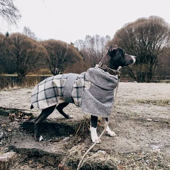 Plaid Windproof Reflective Outdoor Dog Padded Coat Greyhound Outwear Jacket Large Dog Winter Clothes