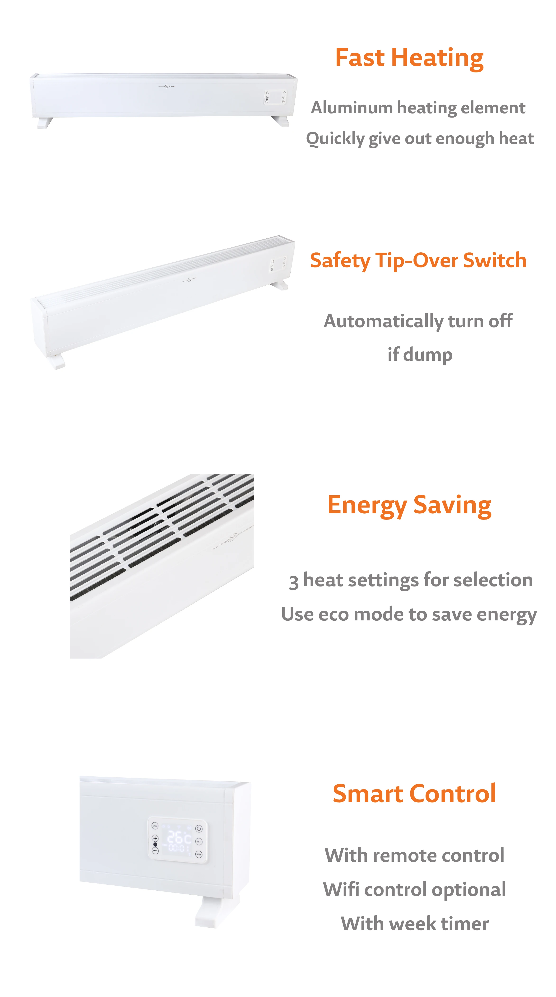 Household Baseboard Heater, 2000W, Portable - detail 10