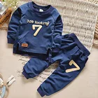 Kids Boys Kids Clothing Set Loungewear Navy Blue Breathable Boys Fashion 2Pcs Kids Clothes Set