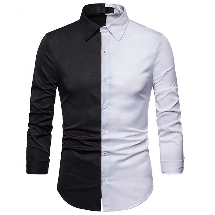 Wholesale Fashion Mens Long Sleeve Cotton Slim Fit Split Two Tone Color  Block Half Black Half White Clothing Shirt - Buy Men Shirt Cotton,Men Long  Sleeve,Menclothing Shirt Product on Alibaba.com