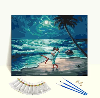 wholesale seascape lovers paint by numbers for adults pictures painting paint by numbers kits on canvas