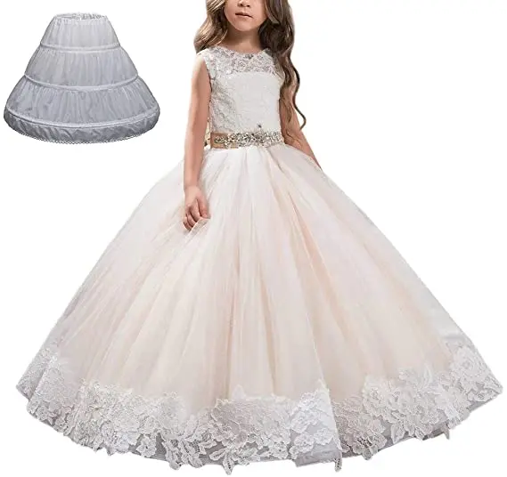Flower Girls Petticoat 3 Hoops Full Slips Dress Kids White Crinoline Underskirt 