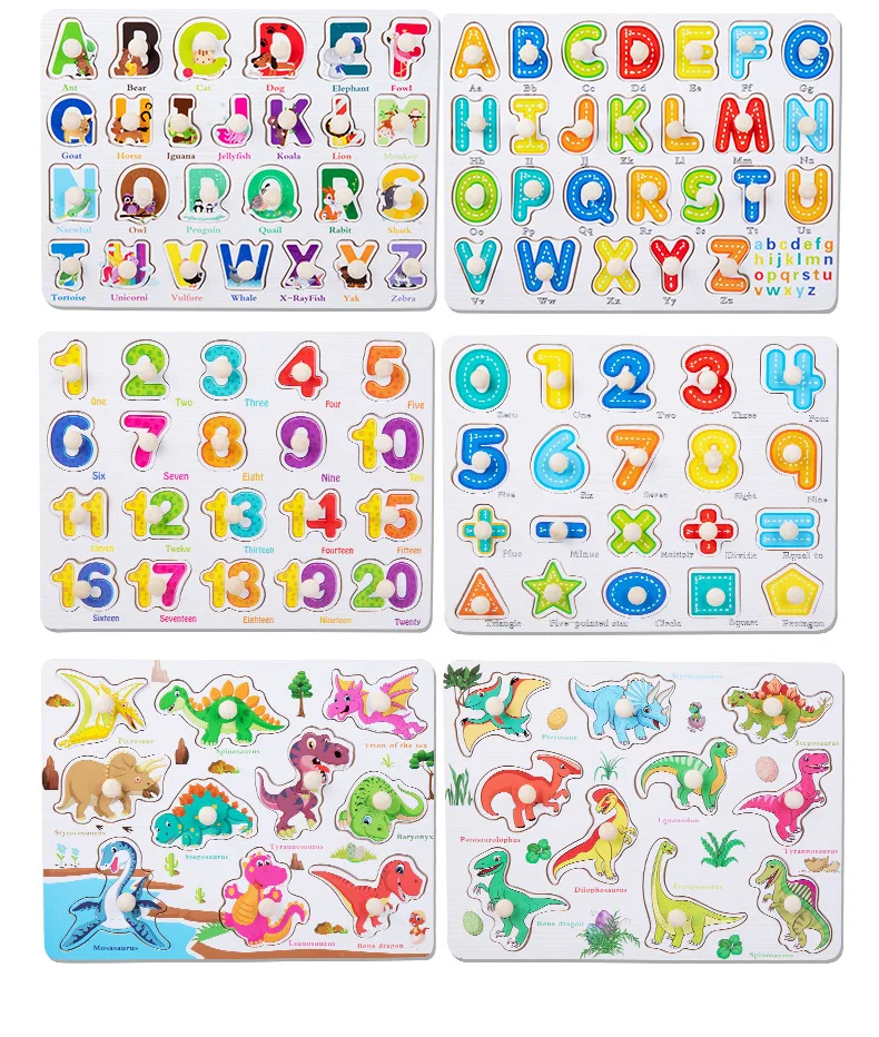 Montessori Holzpuzzles Handgreifbretter Spielzeug Puzzle Peg Puzzle Baby Lernspielzeug für Vorschulkindergarten Kleinkinder Lieferant