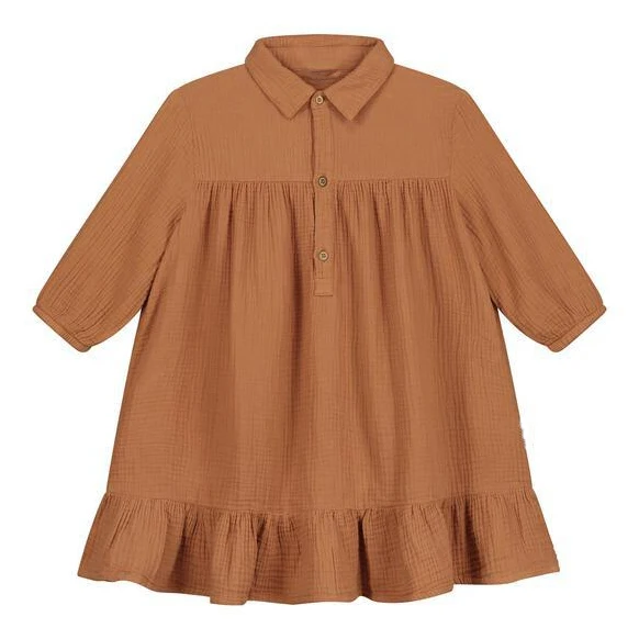 Custom boutique  long-sleeved baby toddler girls dresses designs cotton soft muslin toddler dress