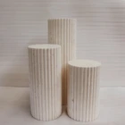 Marble 2021 New Arrival Natural Stone Round Pedestal Side Table Beige Limestone Marble Plinth