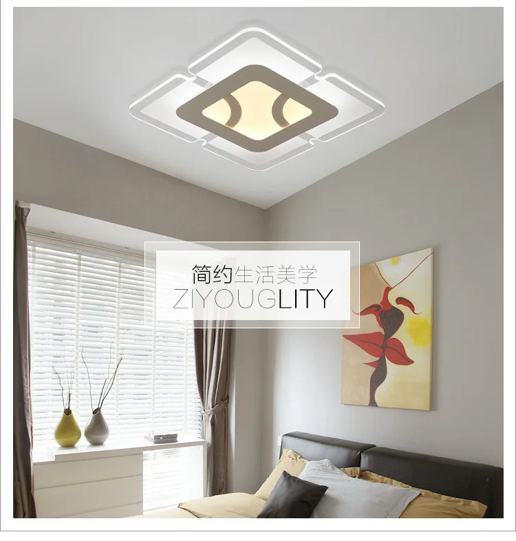 LED living room lamp rectangular ceiling lamp acrylic warm bedroom personality creative study ultra-thin ceiling lamp