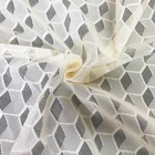 Customized Pattern Hexagon Jacquard Beige Knit Polyester Window Living Room Lace Voile Sheer Curtain Fabric