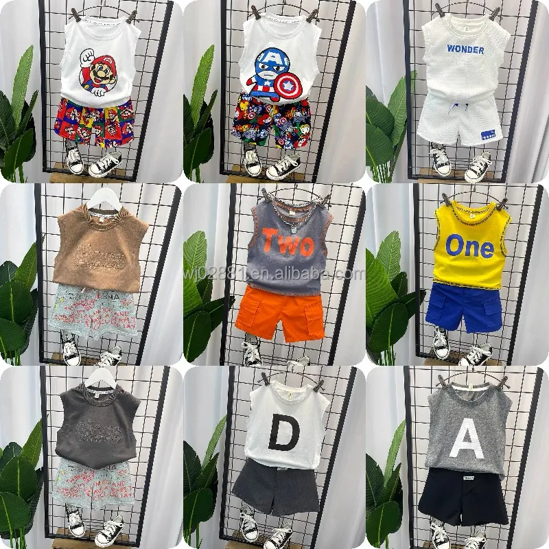 Hot Selling Boys' Summer Short Sleeve T-shirt Shorts Two Piece Set of Children's Fashion Color Matching Children's Wear