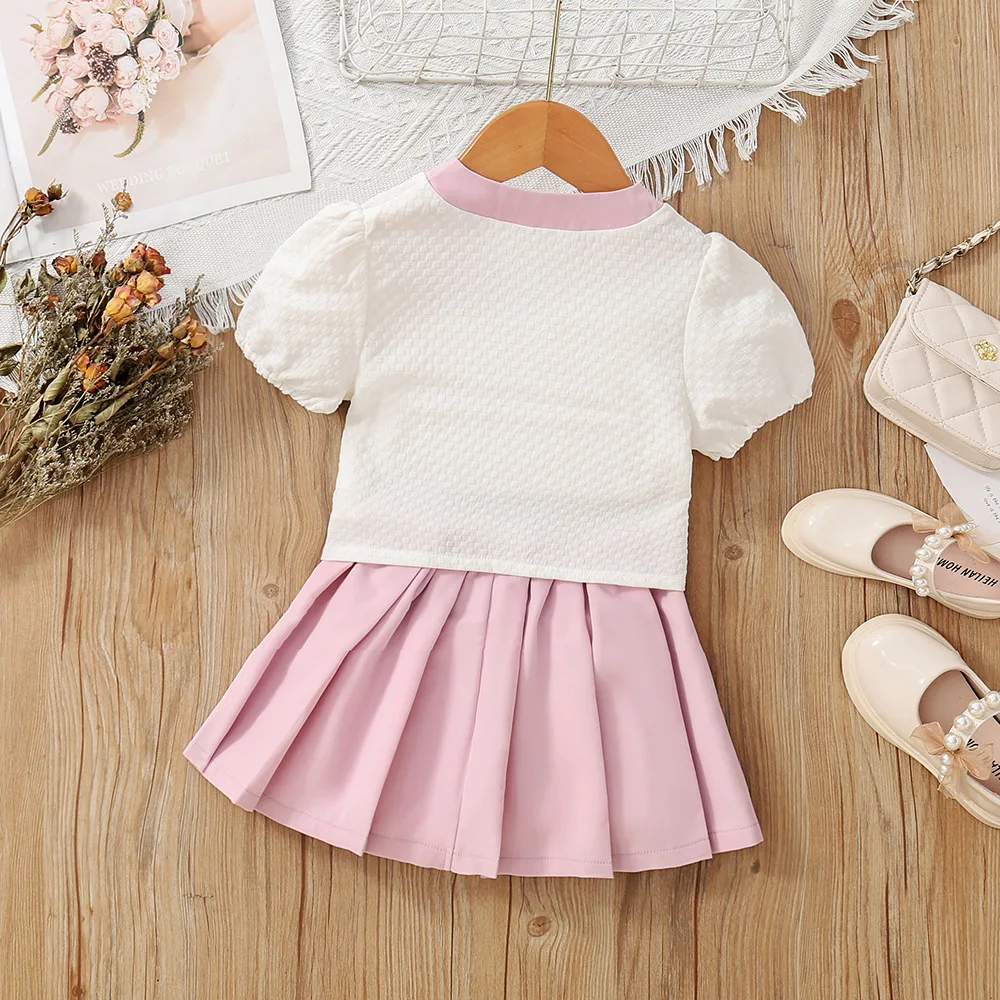 1-6Y toddler girls boutique two piece clothing outfits solid princess style skirt suits children clothing for summer