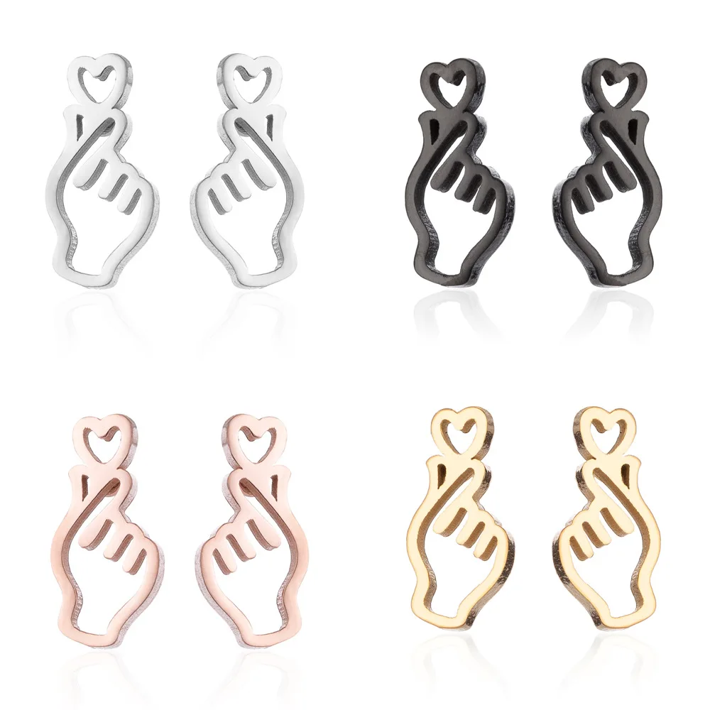 korean finger heart earrings