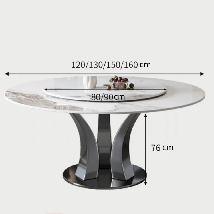 Light Luxury Sintered Stone Dinning Table Set For 6 Modern Simple Italian Restaurant Dining Round Table With Turntable