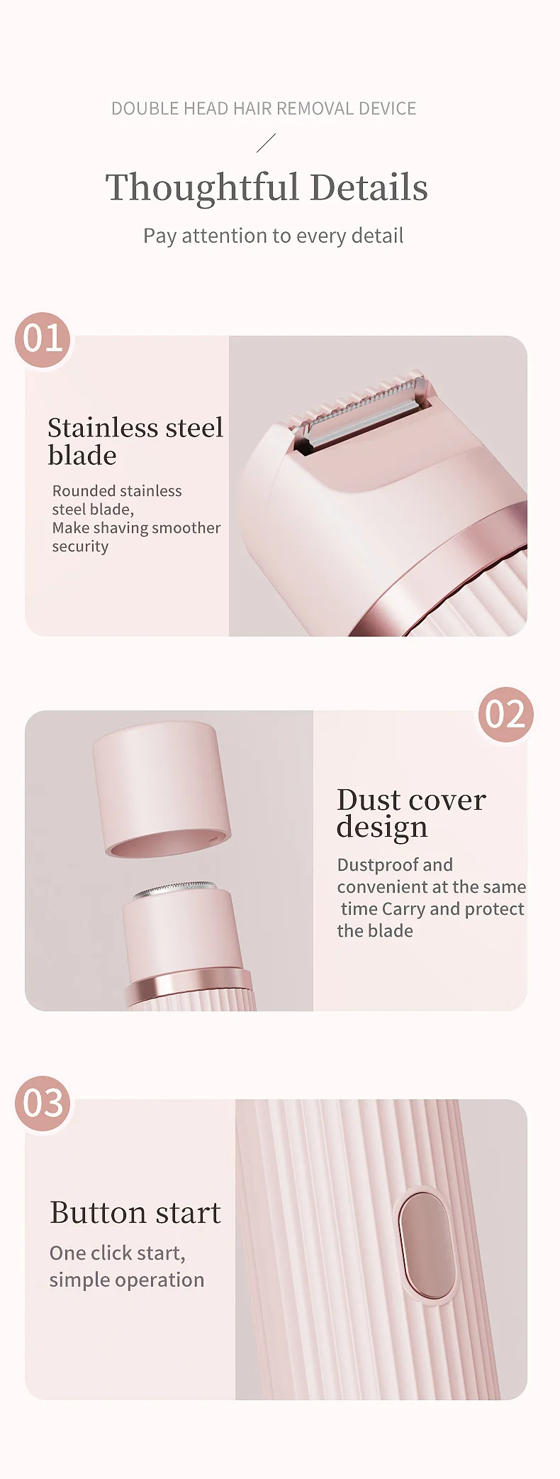 New 2 in 1 USB Rechargeable Women Shaver Painless Hair Trimmer Portable Waterproof Double Head Body Epilator
