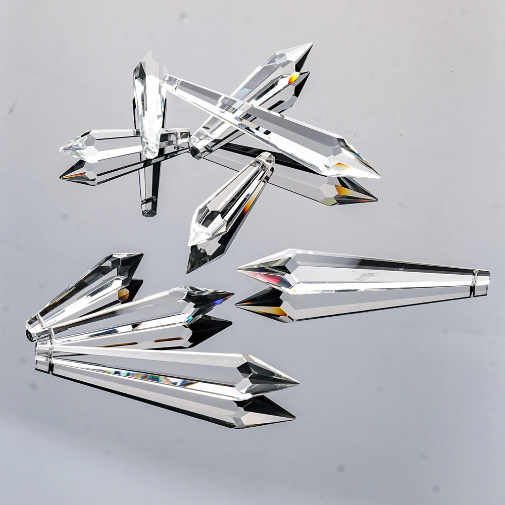 product good quality clear pointed bead glass hexagonal column crystal chandelier ornaments wholesale diamond bead decorative pendants-5