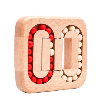 Wholesale Rotating Magic Bean Finger Wooden Bead Puzzle Toys Kids Brain Teaser IQ Toy With Bead Flat Slide Bead Educational Toys