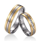 Titanium Diamond Ring Titanium Titanium Diamond Plain Matte Polished Ring With Gold Plated Bevel Ring