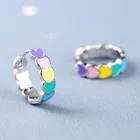 Earrings Earringsearrings 2021 Trendy Candy Color Heart S925 Sterling Silver 925 Rainbow Heart Shape Earrings
