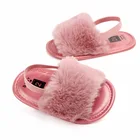 Girls Sandals Toddler Baby Girls Plush Sandals Soft Sole Faux Fur Flats Prewalker Slippers With Elastic Back Strap