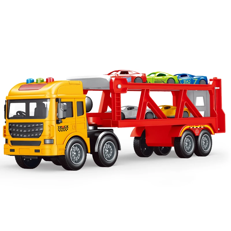 Friction car transporter carrier car truck trailers toys for kids with light sound