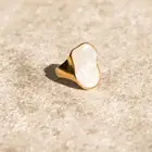 Gold Plated Gemstone Rings Gold Plated Stainless Steel Irregular Geometric Shapes Gemstone Shells Rings
