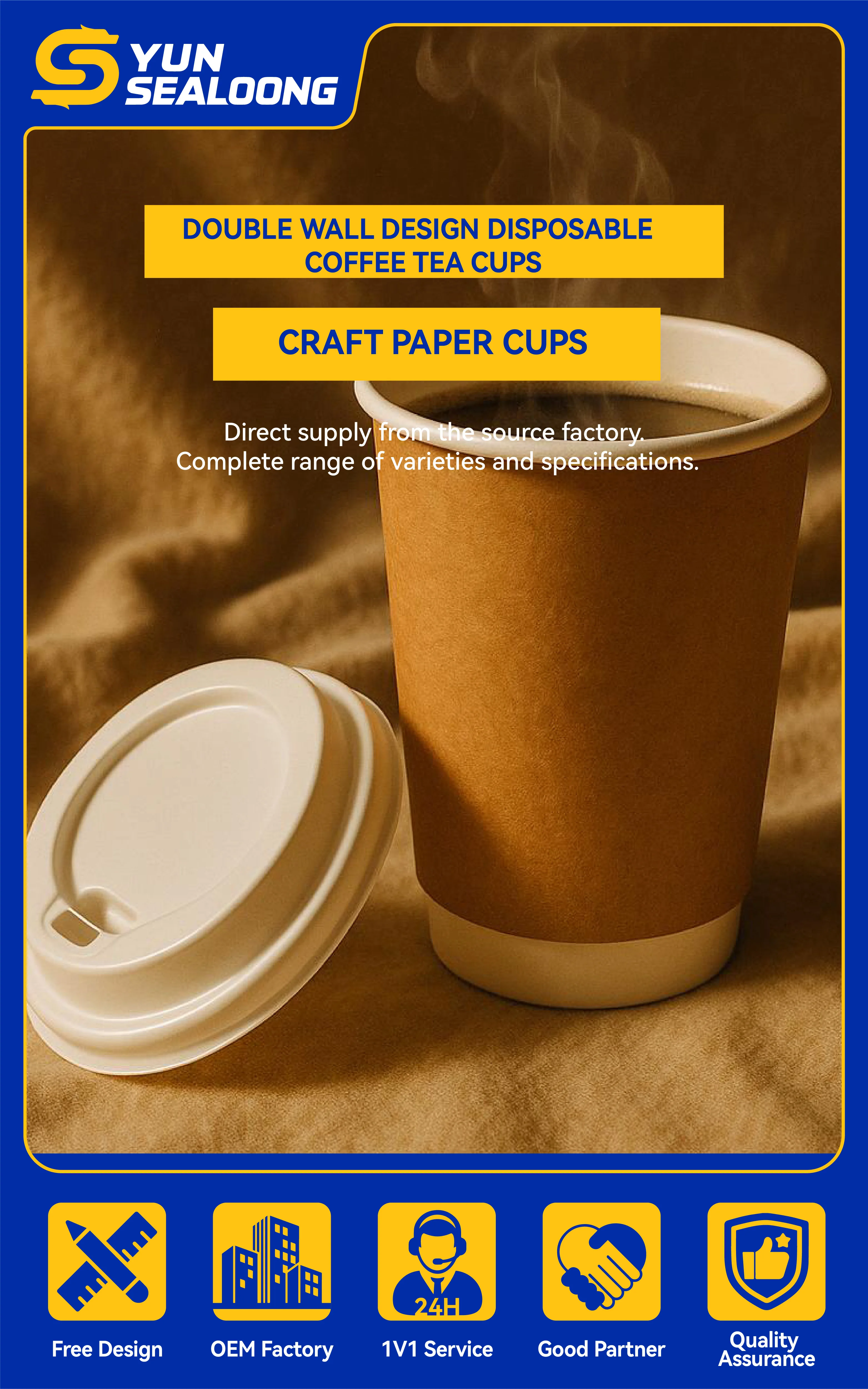 Double Wall Design Disposable Coffee Tea Cups Logo Printing Pack Food Stickers Wall Paper Craft Wall Paper Craft Paper Cups