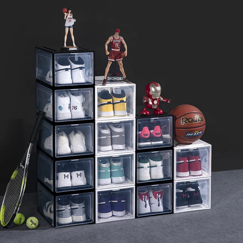 Acrylic Storage Shoe Black Plastic Organizer Sneaker Led Crate Display Shoes Box