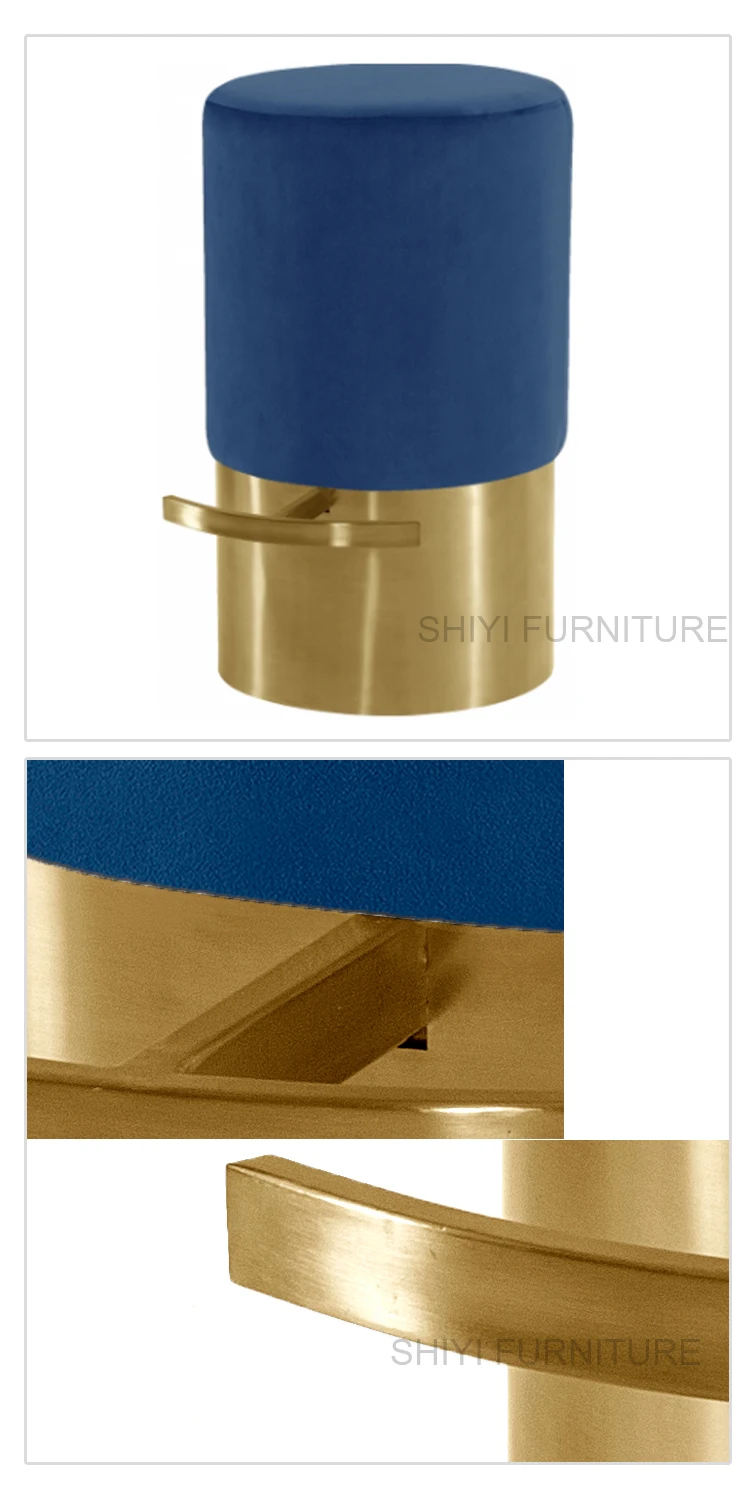 2021 new design black velvet bar stool with footrest