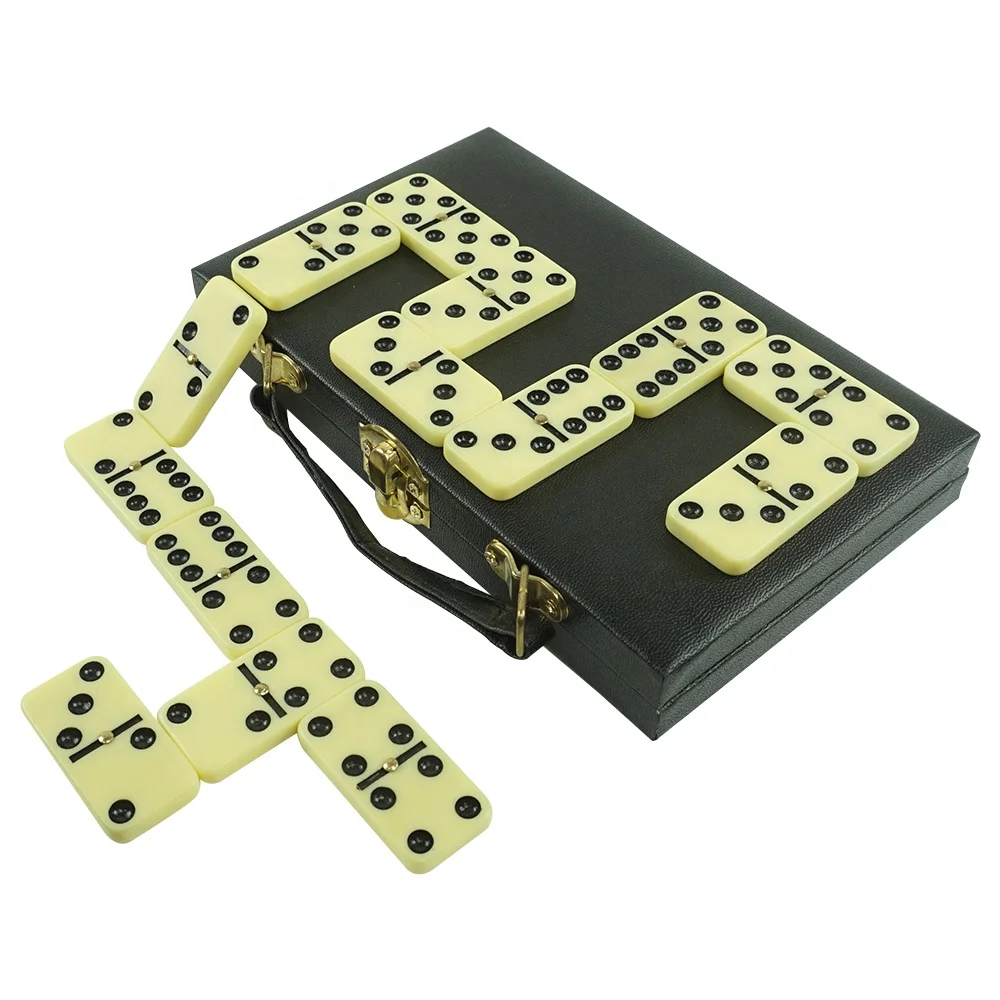 Ivory with Black Dots Large Size Spinner Dominoes 