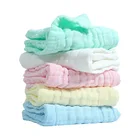 Baby Solid Color 6 Layer Gauze Combed 100% Cotton Newborn Saliva Towel Baby Face Washing Square Towels