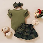 Baby Wholesale Cheap Newborn Baby Clothes Print 3Pcs Baby Girl Set Summer Short Sleeve Baby Girls' Clothing Sets