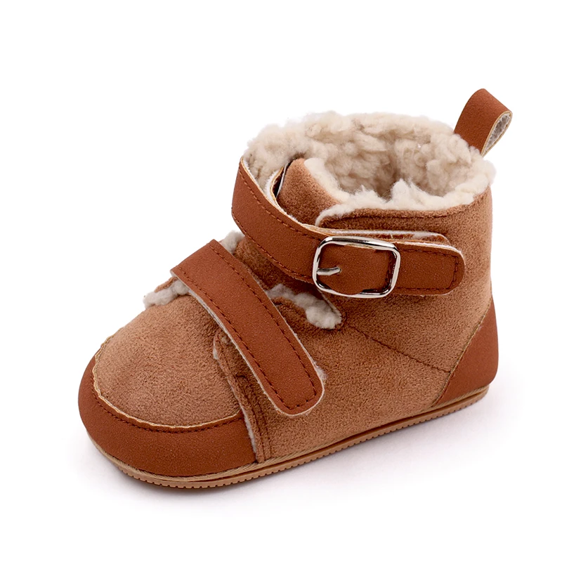 Double Inline Winter Warm Baby Chunky Plush Underlining Warm Toddler Cotton Boots supplier