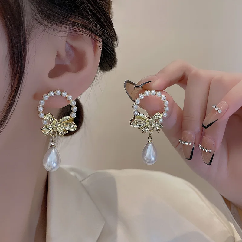 delicate Butterfly pearl earrings women 2022 year new trend cute super fairy sense of luxury earrings