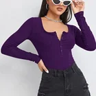 Ladies Top 2021 Hot Sale Ladies Long Sleeve V-neck Solid Color Bodysuit Women Sexy Skinny Fall Top