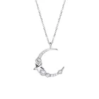 Sterling Silver Jewelry Silver 925 Sterling Silver Women Girl Jewelry Half Moon And Star Pendant Necklace